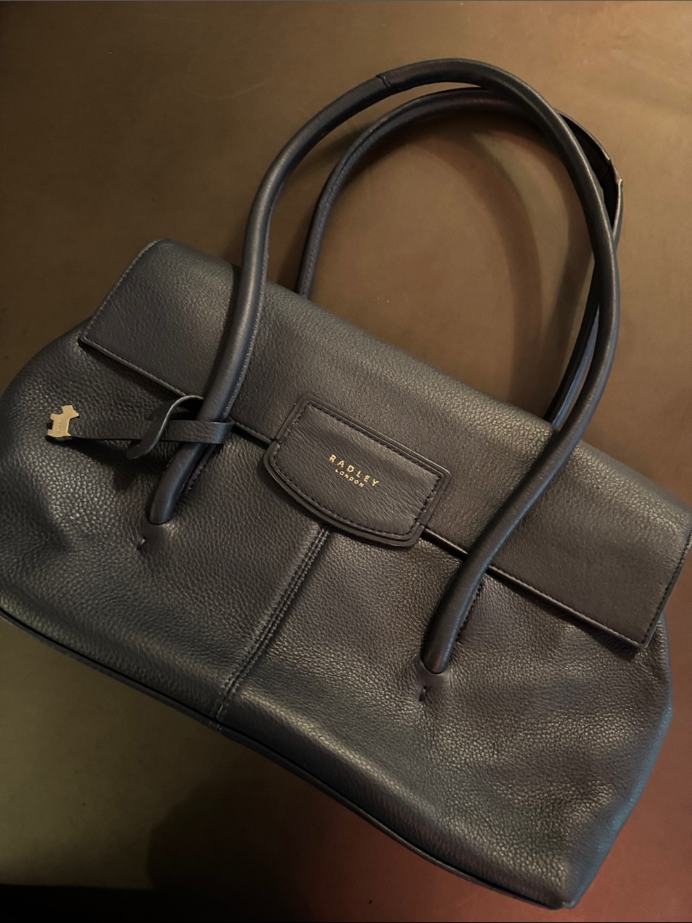 RADLEY LONDON Navy Pebble Leather Satchel